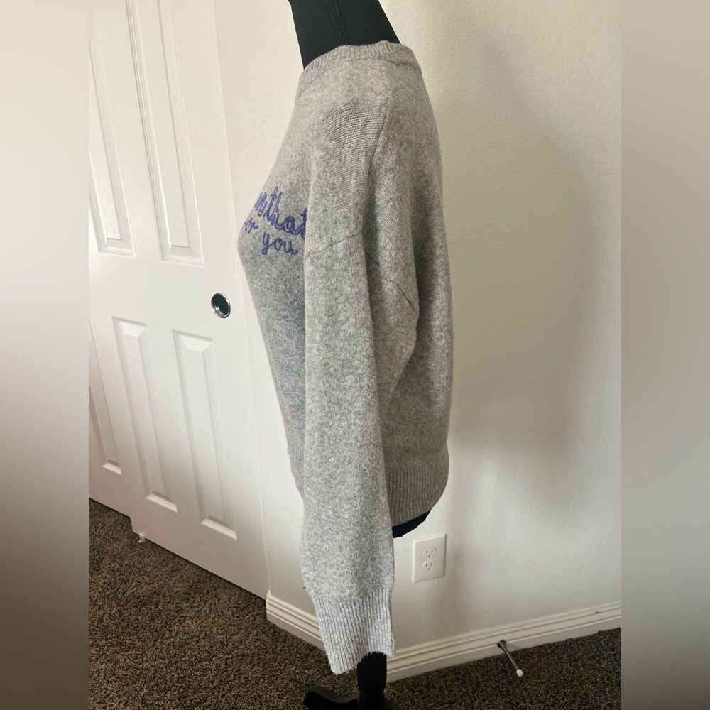 a new day Gray Sweater with Purple Script - Picture 5 of 6